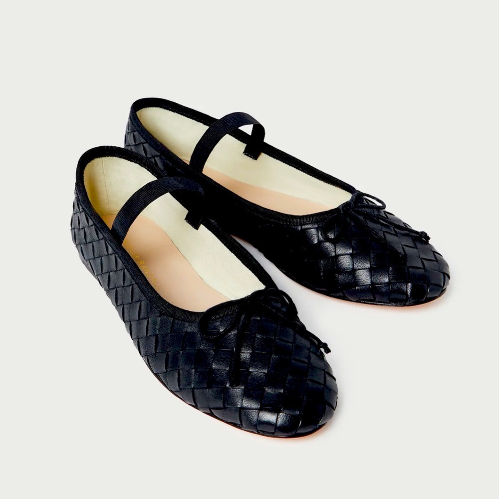 Loeffler Randall Leonie Black Woven Ballet Flat Sz 7.5